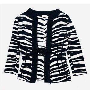 VALENTINO ZÉBRA STRIPE TIE FRONT CARDIGAN SWEATER